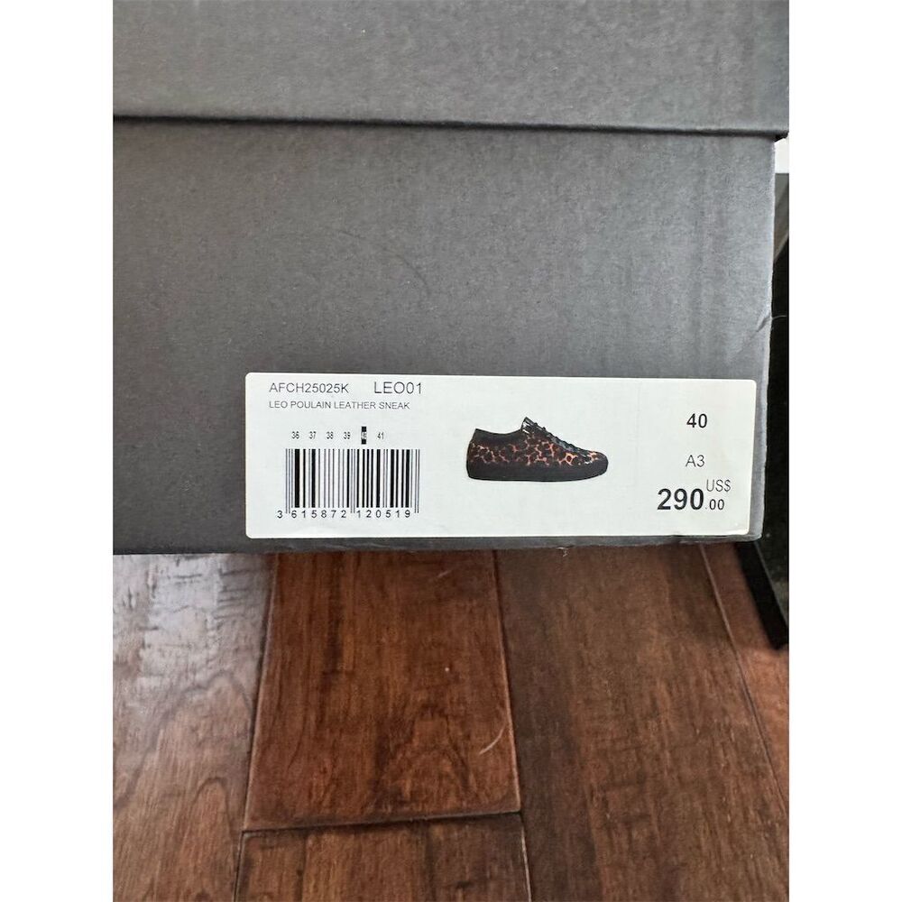 The Kooples Unisex Leo Poulain Leather Leopard Sneakers Size 9-9.5 Mob Wife - Picture 11 of 11